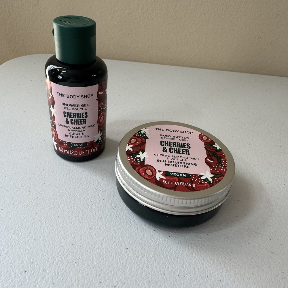 The Body Shop Cherries & Cheer Body Butter (1.69oz) & Body Wash (2oz)